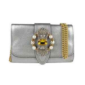 Miu Miu shoulder bag leather metal silver gold